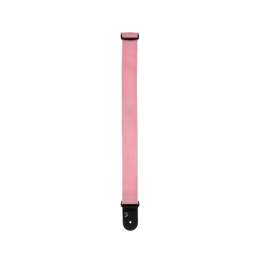 D'Addario Pink 50mm Polypropylene Guitar Strap with Leather Ends